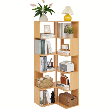 Boekenkast Open – Vloerplank – Boekenkast Met Planken – Wandrek – 6-laags Opbergkast – Houtkleur Metaalframe – 158 cm Breed – Stevig En Gemakkelijk Te Monteren