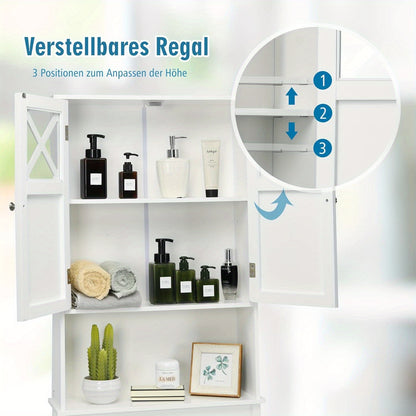 Toiletkastje – Badkamerkastje – WC Kastje – Toiletmeubel – Hangkast – Ruimtebesparend – Gehard Glas – Anti-Kantel Ontwerp