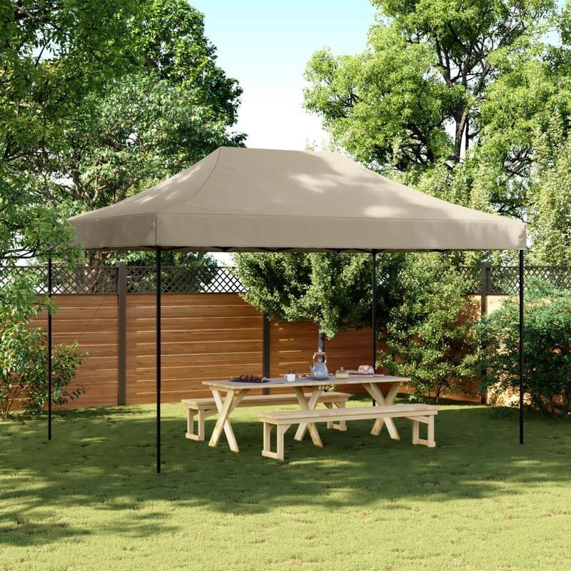 Collapsible Pop-Up Party Tent 440X292X315 Cm in Taupe Color