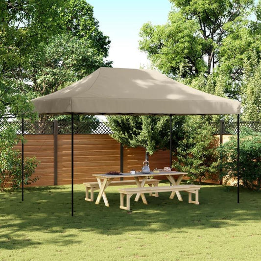 Collapsible Pop-Up Party Tent 440X292X315 Cm in Taupe Color