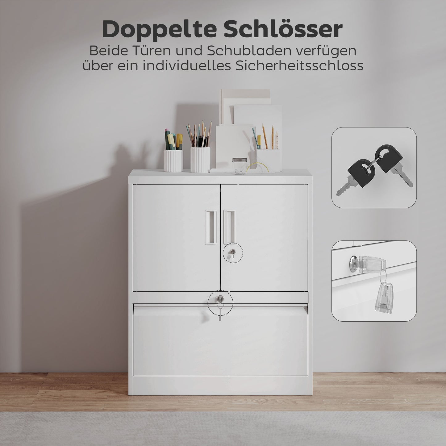 Stalen Opbergkast – Archiefkast – Kluis – Opbergkast Met Slot – Kantoor Kast – Verstelbare Legplanken – Wit – Veilig En Duurzaam