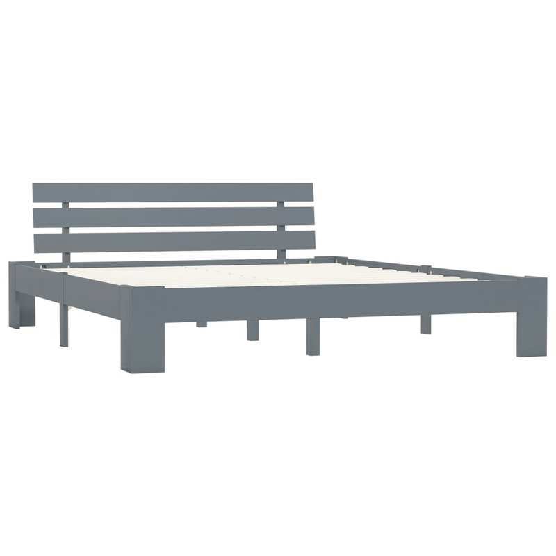 Bedframe – Massief Houten Bed – Grenen Bed – Tweepersoonsbed – Slaapbank – 180x200 cm – Massief Grenenhout – Tijdloos Grijs