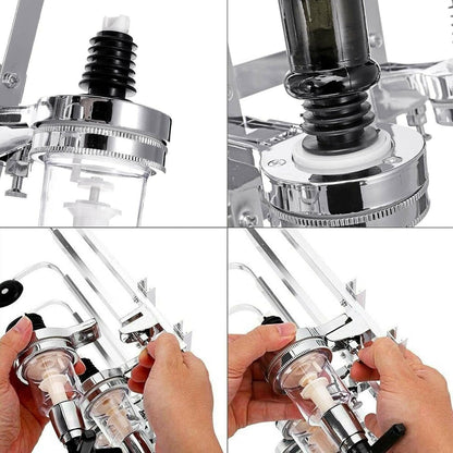 4-Bottle Wall-Mounted Beverage Dispenser (Bar Butler) - Heavy-Duty Aluminum Drink Dispenser with Spigot Tap, Space-Saving Countertop/Kitchen/Party Server System, Compatible with Soda, Juice, Water - Easy Install for Home Bars & Restaurants, Wine Dispenser