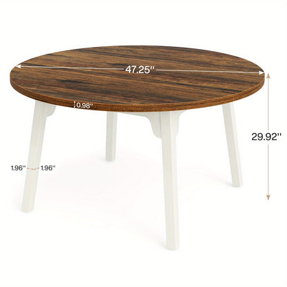 Eettafel – Tafel – Keukentafel – Ronde Tafel – Eetkamertafel – 120 cm – Krasbestendig MDF Blad – Uitbreekbaar Blad voor 4-6 Personen