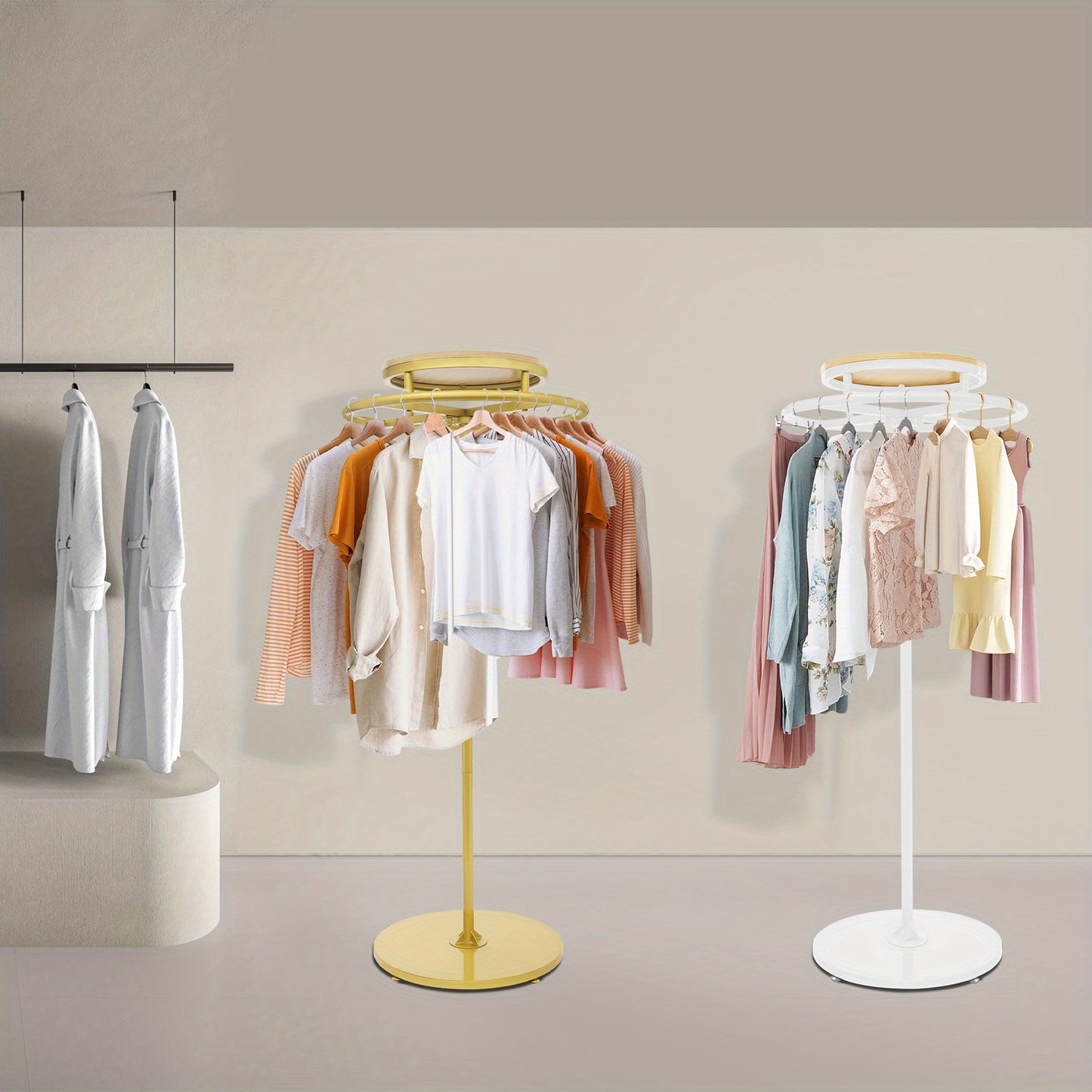 Kledingrek – Garderoberek – Kledingstandaard – Dressboy – Kapstok – 360° Draaibaar – Hoogwaardig Metaal Wit – 60 cm Breed – 140 cm Hoogte – Verstelbare Voetkussentjes