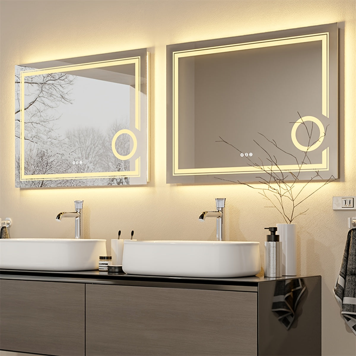 Badkamerspiegel – Wandspiegel – Verlichte Spiegel – LED Spiegel – Make-up Spiegel – 60x80 cm – 3X Vergroting – Anti-Condensfunctie