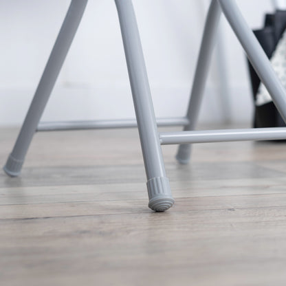 Opvouwbare Bureaustoelen – Klapstoelen – Vergaderstoelen – Vouwstoelen – Werkstoelen – Set Van 8 – Grijs – Met Ronde Leren Zitting En Voetensteun – 49 Cm Zithoogte