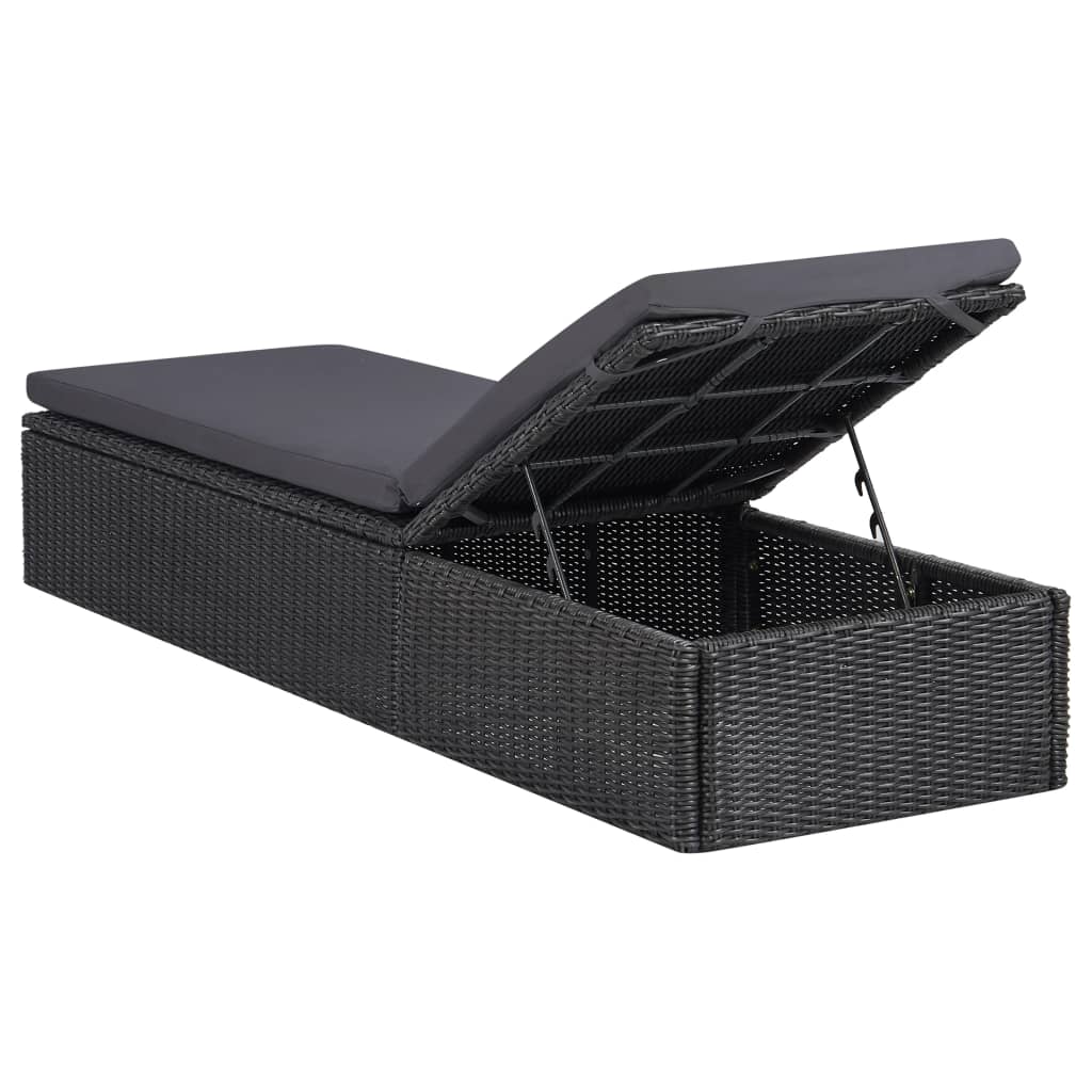 Ligstoel Voor Buiten – Tuinstoel – Relaxstoel – Zonnebed – Balkonstoel – Lichtgewicht PE-Rattan – Afneembaar Wasbaar Kussen