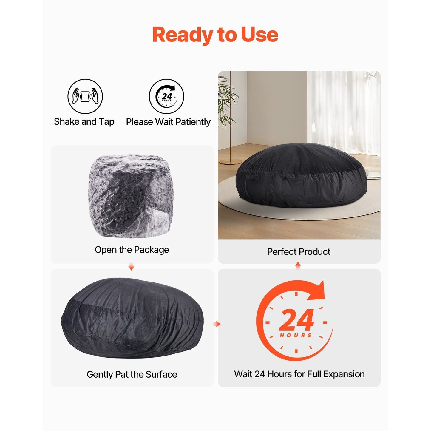 Zitzak – Beanbag – Loungestoel – Poef – Fauteuil – Memory Foam Vulling – Afneembare Wasbare Polyester Hoes – Zwart