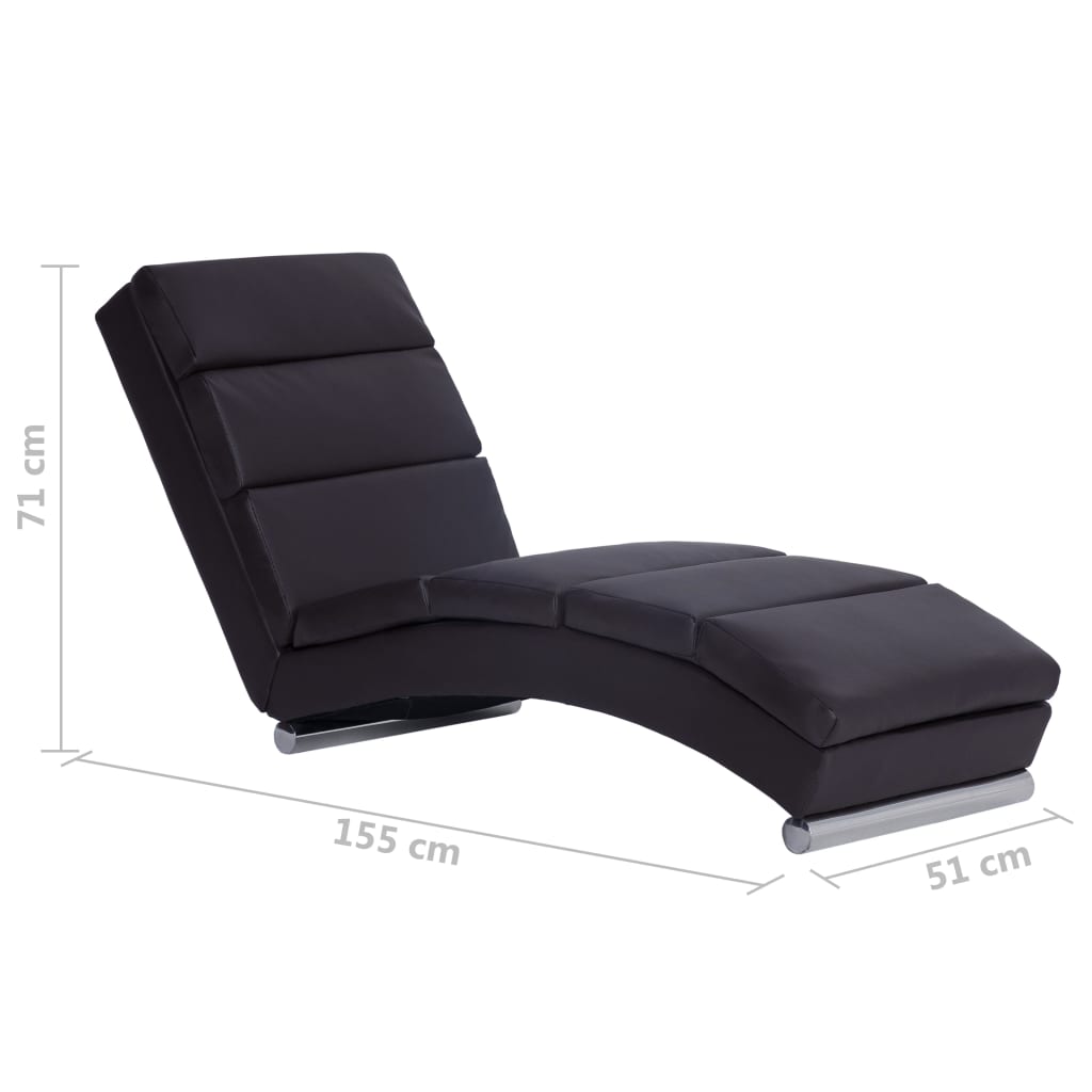 Ligstoel – Chaise Longue – Tuinstoel – Relaxstoel – Loungestoel – Ergonomisch Design – Kunstleren Bekleding Bruin