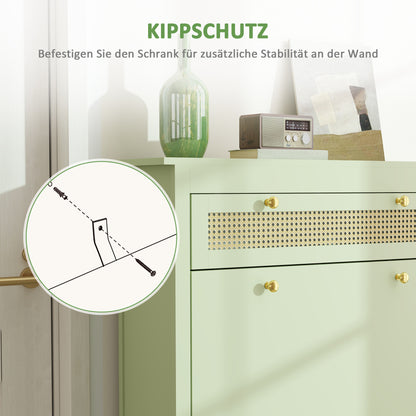 Schoenenkast – Schoenenrek – Schoenenopberger – Halmeubel – Schoenenbank – Compact 88x30x120 cm – Hardhout met Rattan Accenten – Ruimte voor 12 Paar Schoenen