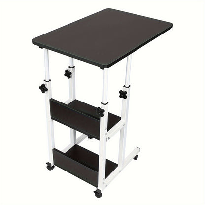 Verstelbare Laptop Tafel – Notebook Tafel – Bureau – Bijzettafel – Computertafel – Hoogte Verstelbaar 76-86,5 cm – Met Opbergrek – Stijlvol Zwart Houten Blad