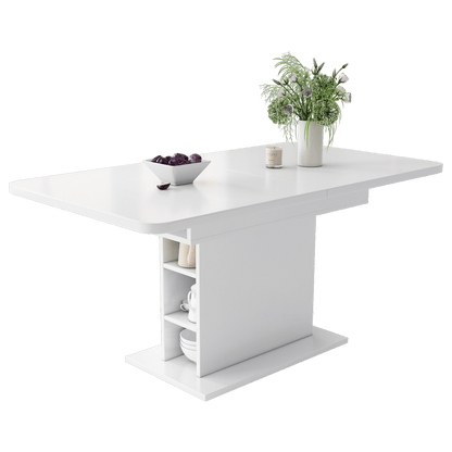 Uitklaptafel – Klaptafel – Vouwtafel – Eettafel – Uitschuifbare Tafel – Modern Minimalistisch Design – Wit & Zwart – Ruimtebesparend Met Opbergruimte – Stevig Metalen Onderstel