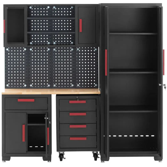 Werkbank – Werkplaatsmeubilair – Werkplaatsset – Werktafel – Opbergsysteem – Stalen Constructie – Werkblad 120x43 cm Draagkracht 200 kg