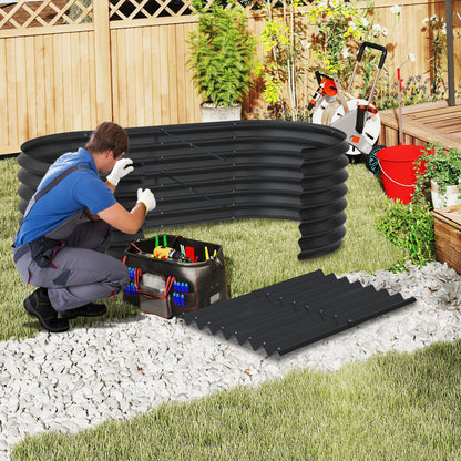 Hoogtebed Tuin – Verhoogd Plantenbed – Tuinbak – Kruidenbak – Groentebed – Ovaal Zwart – Gegalvaniseerd Staal – 180x90x60 cm