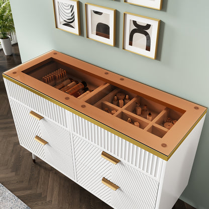 Opbergkast – Ladekast – Kledingkast – Commode – Kast – Wit Bamboe – 6 Lades – 3,2 Kubieke Voet – Gouden Handgrepen – Stevig & Duurzaam – Eenvoudige Montage