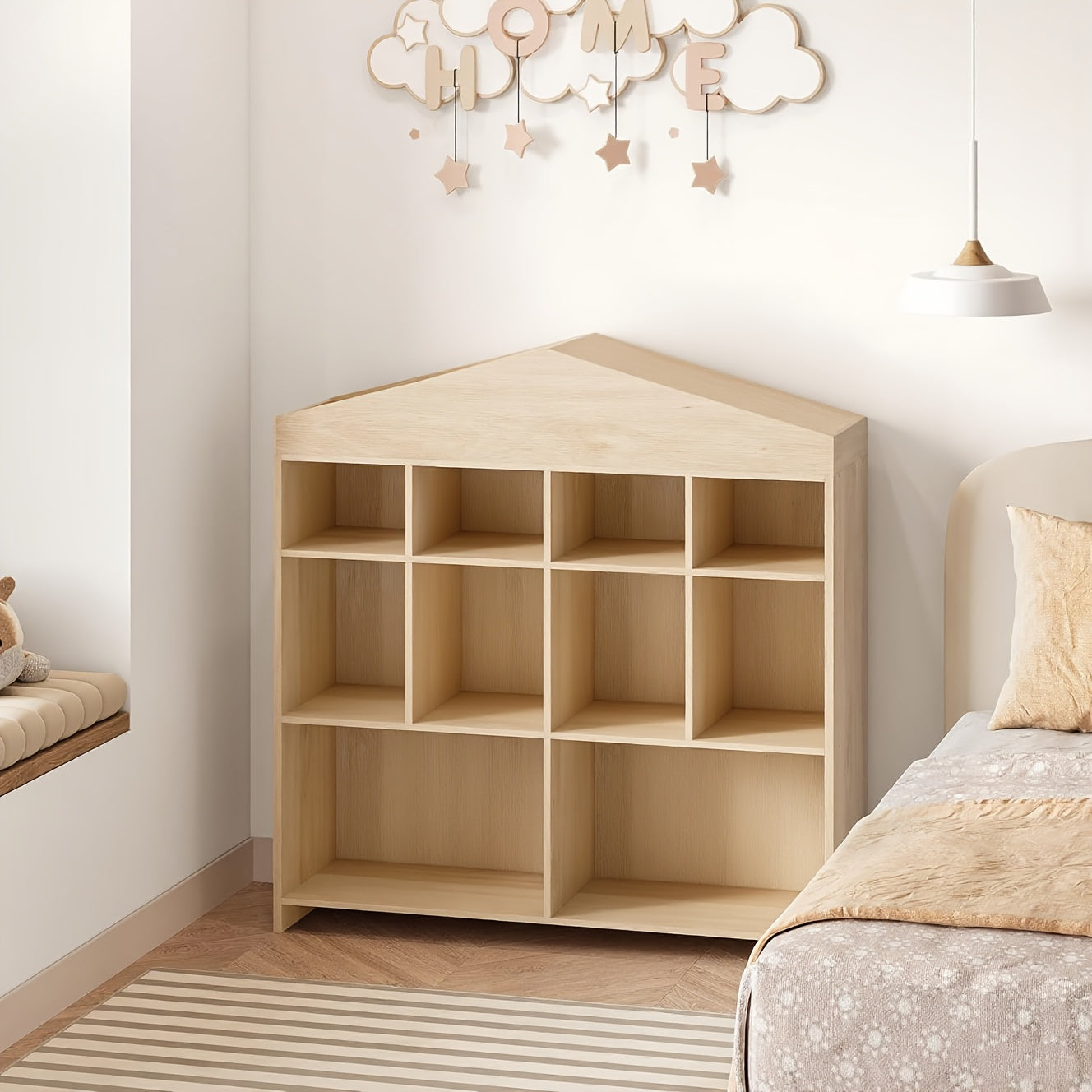 Boekenkast – Boekplank – Boekrekken – Boekenplanken – Boekenkasten – 40,7 Inch 9 Vakken – Duurzaam Niet-Hout Materiaal Natural Beige