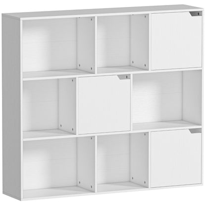 Opbergkast – Opbergmeubel – Kast – Dressoir – Bergkast – Wit – 9 Vakken – 3 Deuren – 6 Open Planken – Duurzaam – Minimalistisch Design
