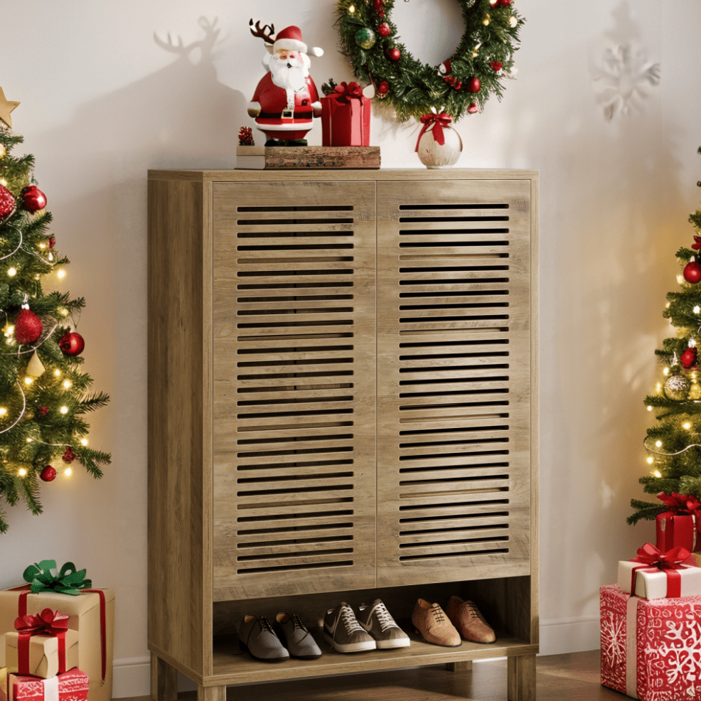 Schoenenkast – Schoenopberger – Schoenrek – Schoenmeubel – Schoenkastje – Modern Design – 6 Planken Natuurlijk Eikenhout Look