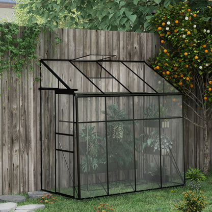 Kweekkas – Tuinkas – Kweekkas Achterkant – Mini Kas – Plantenkas – Aluminium Frame – Dubbelwandig Polycarbonaat – Schuifdeur – Verstelbare Dakventilatie