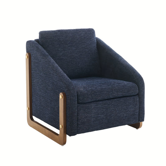 Modern Armchair with Wooden Armrests & Back Cushion - Chenille Fabric Lounge Chair, 73, 5x73, 5x73, 5cm, Mixed Colors, Easy Assembly, No Power Needed for Living Room, Bedroom, Office - Decorative Accent Chair, Chair for Livin