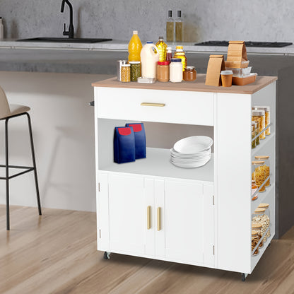 Keukenwagen – Keukentrolley – Servierwagen – Werkwagen – Opbergwagen – 85x70x40 cm – Hout – Mobiel Met Wielen – Max 50 kg Belastbaar