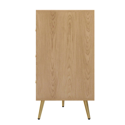 Ladenkast – Ladekast – Ladenkast – Ladekastje – Commode – 9 Lades – Stevige IJzeren Poten – Retro Geometrisch Patroon – Volledig Voorgemonteerd – Warme Bruintinten