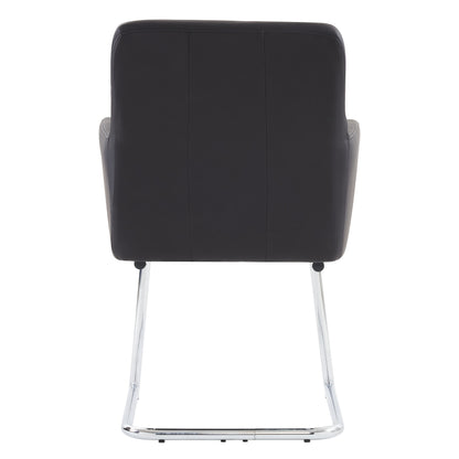 Two Piece Dining Chair, Vertical Stripe Design, Armchair with Serrated Metal Legs, Lounge Chair, Living Room Chair, Suitable for Bedroom, Study And Desk, Faux Leather, Black, Bedroom Seating, Study Chair, Sleek Lounge Chair,