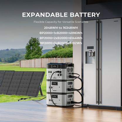 Zonnegenerator – Powerstation – Noodstroomgenerator – Zonne-accu – Mobiele Stroomvoorziening – 4096 Wh Uitbreidbaar – 5x 2200 W AC Uitgangen