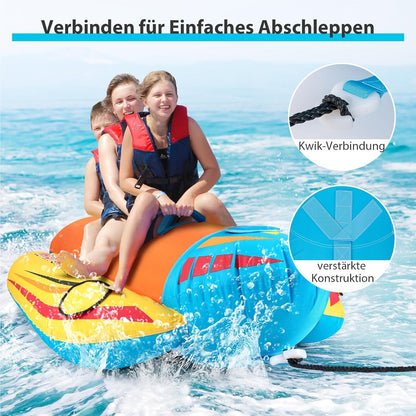 Banaanboot – Opblaasbare Boot – Waterspeelgoed – Sleepboot – Waterpret Tube – 3-Persoons – EVA-Comfortzitplaatsen – Puncturebestendig PVC
