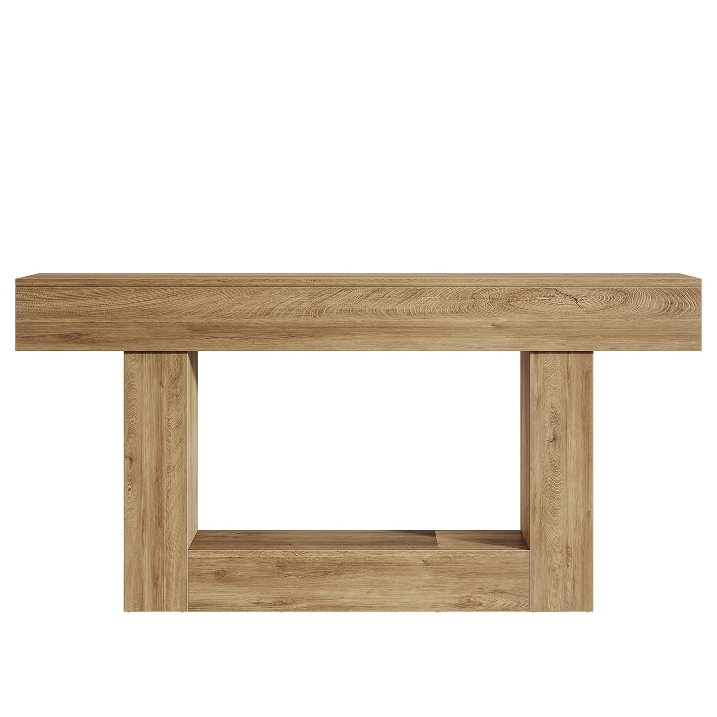 Farmhouse Sidetable – Sidetable – Console Tafel – Sofa Tafel – Haltafel – Lichtbruin – 160 cm Breed – Stevige Houten Constructie met 2 Opbergniveaus