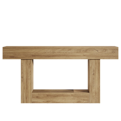 Farmhouse Sidetable – Sidetable – Console Tafel – Sofa Tafel – Haltafel – Lichtbruin – 160 cm Breed – Stevige Houten Constructie met 2 Opbergniveaus