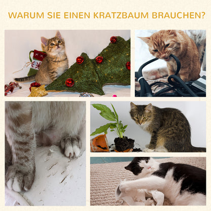 Krabpaal – Kattenboom – Kattenmeubel – Krabtoren – Krabhuis – 3 Niveaus – 70 cm Hoog – Sisal Krabmat – Pluche Bekleding