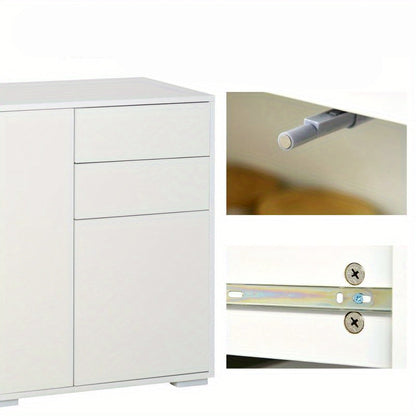 Opbergkast – Opbergmeubel – Kasten – Dressoir – Opbergruimte – Wit – 2 Lades & 3 Deuren – Duurzaam Hardhout & Kunststof Board – Ruimtebesparend & Direct Gebruiksklaar
