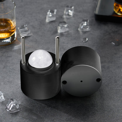 Ijsklontjespers – IJsbalpers – IJsbalmaker – Ijsballenmaker – IJsballenpers – Aluminium – 60 mm grote heldere ijsballen – Antislip en duurzaam – Zwart