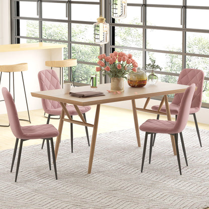 Eetkamerstoelen – Stoelen – Kuipstoelen – Eettafelstoelen – Armstoelen – Fluweel – Met Rugleuning – Set van 4 – Roze – 45x54x87 cm