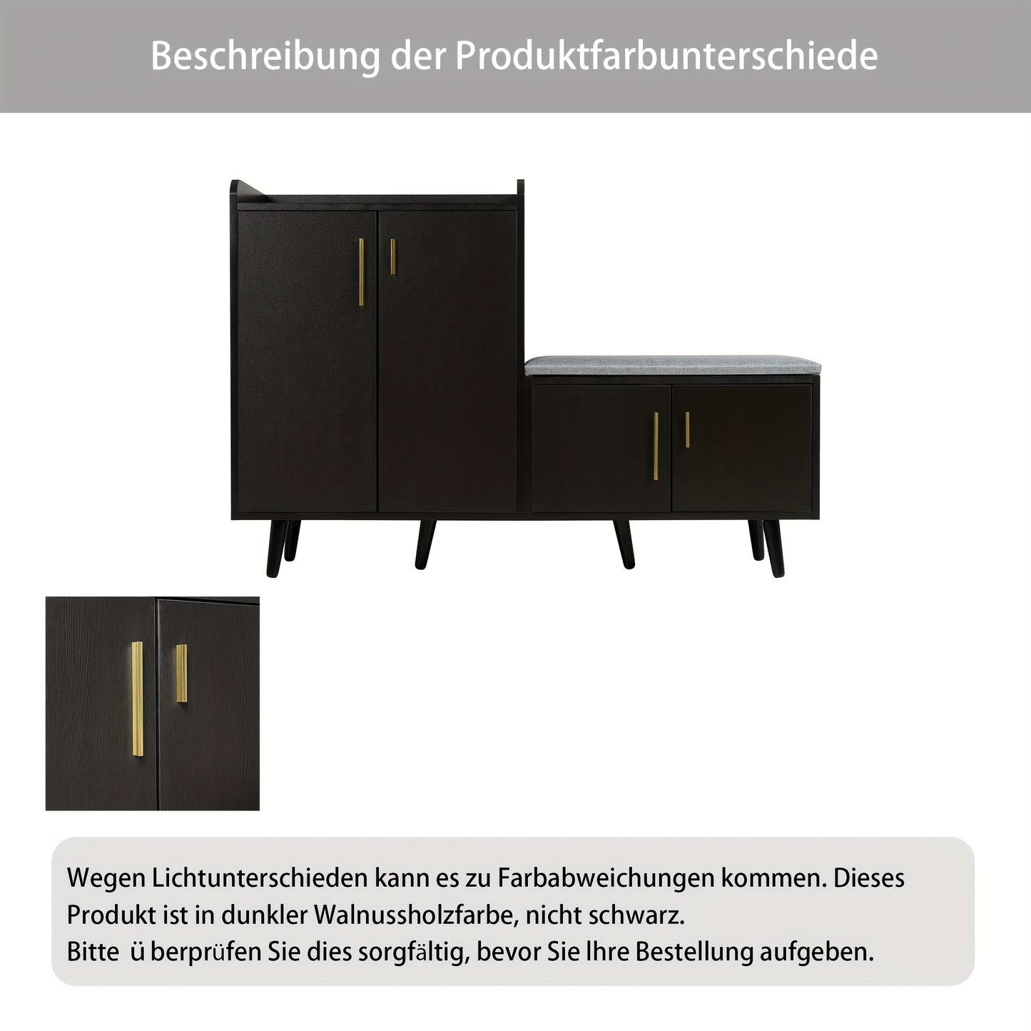Schoenenbank – Schoenenkast – Schoenopberger – Halbank – Schoenenrek – Zwart – Hardhouten Materialen – 4 Deuren Met Opbergruimte