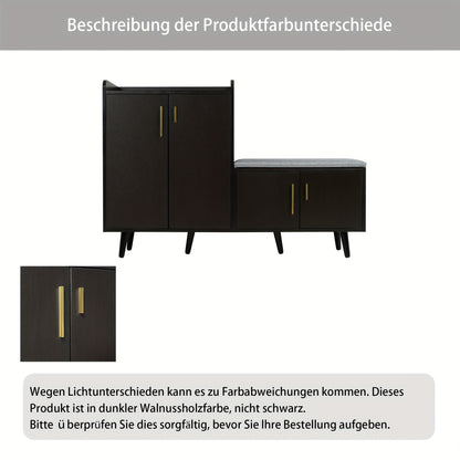 Schoenenbank – Schoenenkast – Schoenopberger – Halbank – Schoenenrek – Zwart – Hardhouten Materialen – 4 Deuren Met Opbergruimte