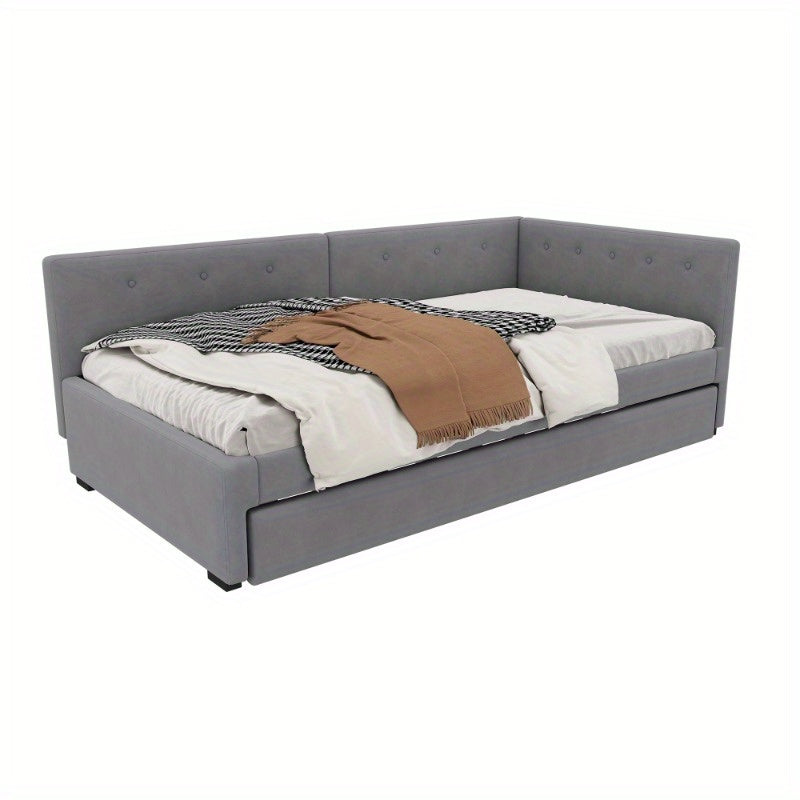 Daybed – Slaapbank – Uittrekbed – Logeerbed – Eenpersoonsbed – Minimalistisch Design – Uittrekbaar Bed 90x200 cm – Stevig Kunststof Frame Grijs