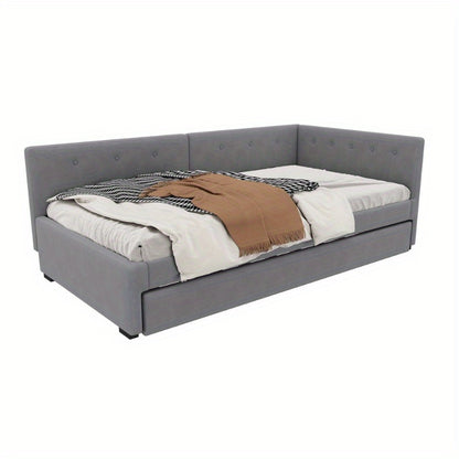 Daybed – Slaapbank – Uittrekbed – Logeerbed – Eenpersoonsbed – Minimalistisch Design – Uittrekbaar Bed 90x200 cm – Stevig Kunststof Frame Grijs