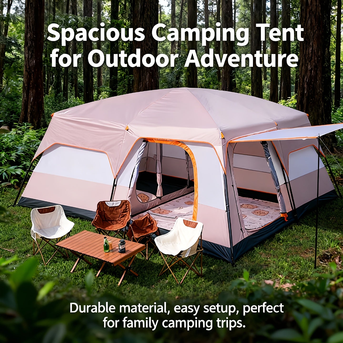 4-12 Person Large Family Luxury Camping Tent with Spacious Oval Plan, All-Season Heavy-Duty Outdoor Tent Suitable for Camping,, Glamping - Easy Setup & Durable Frame