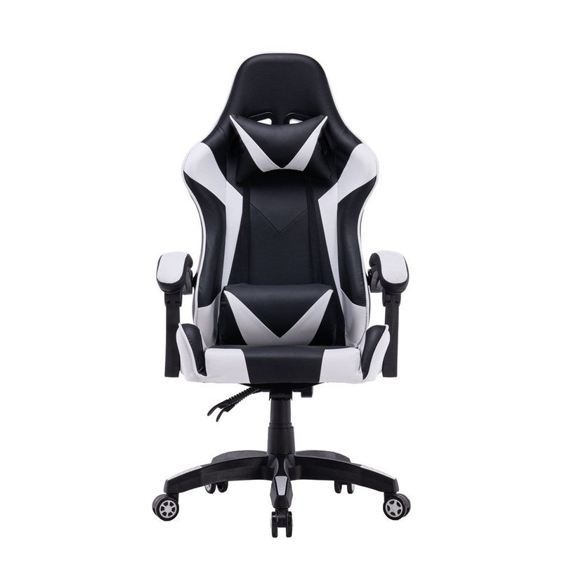 Gamingstoel – Gamestoel – Gaming Chair – Game Stoel – Bureaustoel – Ergonomisch Met Verstelbare Nek- En Lendenkussens – Rugleuning Tot 180° Wit