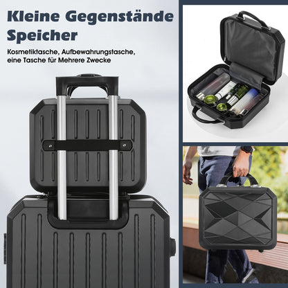Kofferset – Reiskoffer – Bagageset – Suitcase – Trolley – ABS Hardcase – Digitale Weegschaal – 4-delige Set Zwart – Stille Spinner Wielen – Verstelbare Aluminium Trekstang