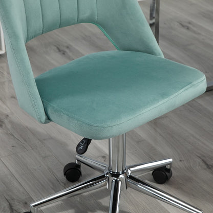 Bureaustoel – Ergonomische Stoel – Office Chair – Gamestoel – Draaistoel – Verstelbare Hoogte – 360° Draaibaar – Metalen Frame – Zonder Armleuningen – Groene Fluwelen Bekleding – Makkelijk Schoon Te Maken