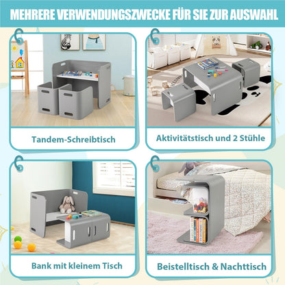 Kindermeubelset – Kinder Tafel – Kinder Stoelen – Kinderset – Kindertafelset – Berkenhout – Ruimtebesparend Ontwerp – Geschikt Voor 2-9 Jaar