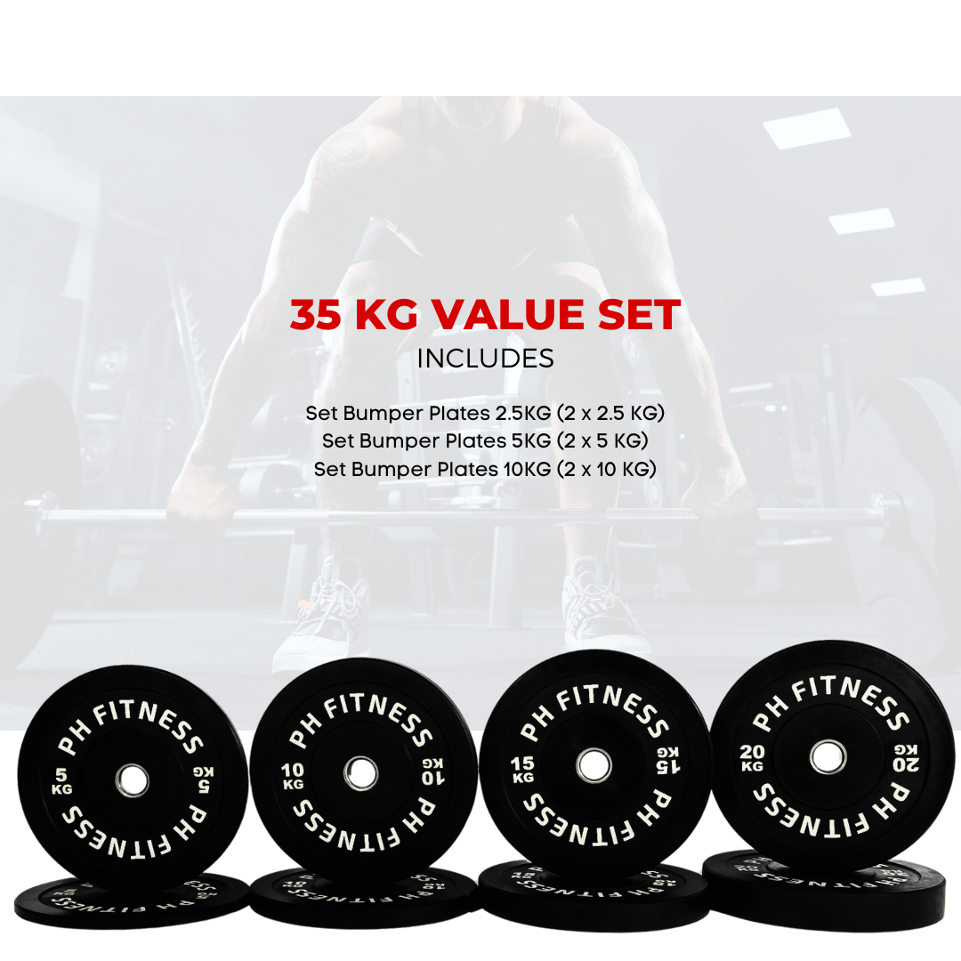 Set of Weightlifting Weight Plates - 35KG / 75KG / 105KG / 145KG / 290KG - Durable Rubber Coated Cast Iron Weight Plates for Strength Training & Home Gym