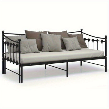Bedbankframe – Uittrekbare Sofa – Slaapbank Frame – Bedframe Metaal – Logeerbed Frame Zwart – Ruimtebesparend – 90x200 cm