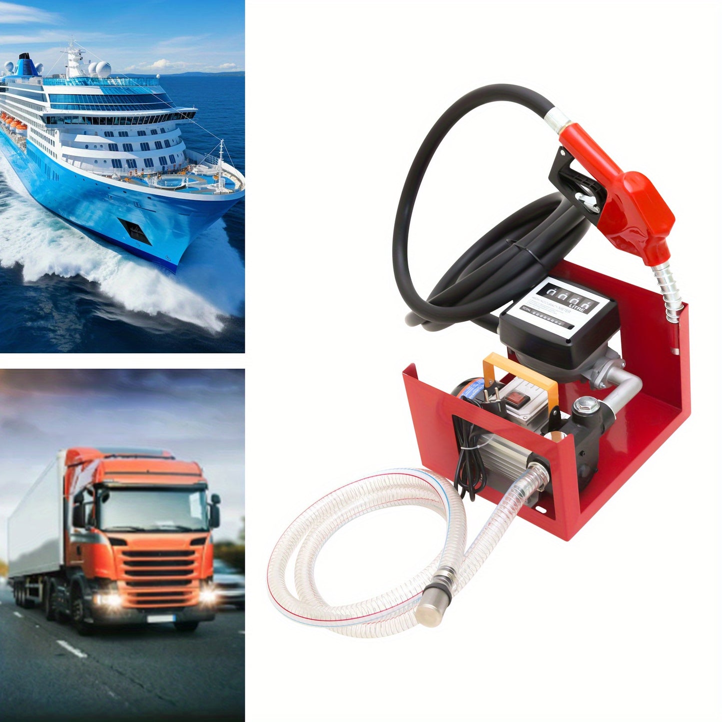 Dieselpomp – Brandstofpomp – Oliepomp – Vloeistofpomp – Hevelpomp – Zelfaanzuigend – Hoog Debiet – Automatische Nozzle – Rood