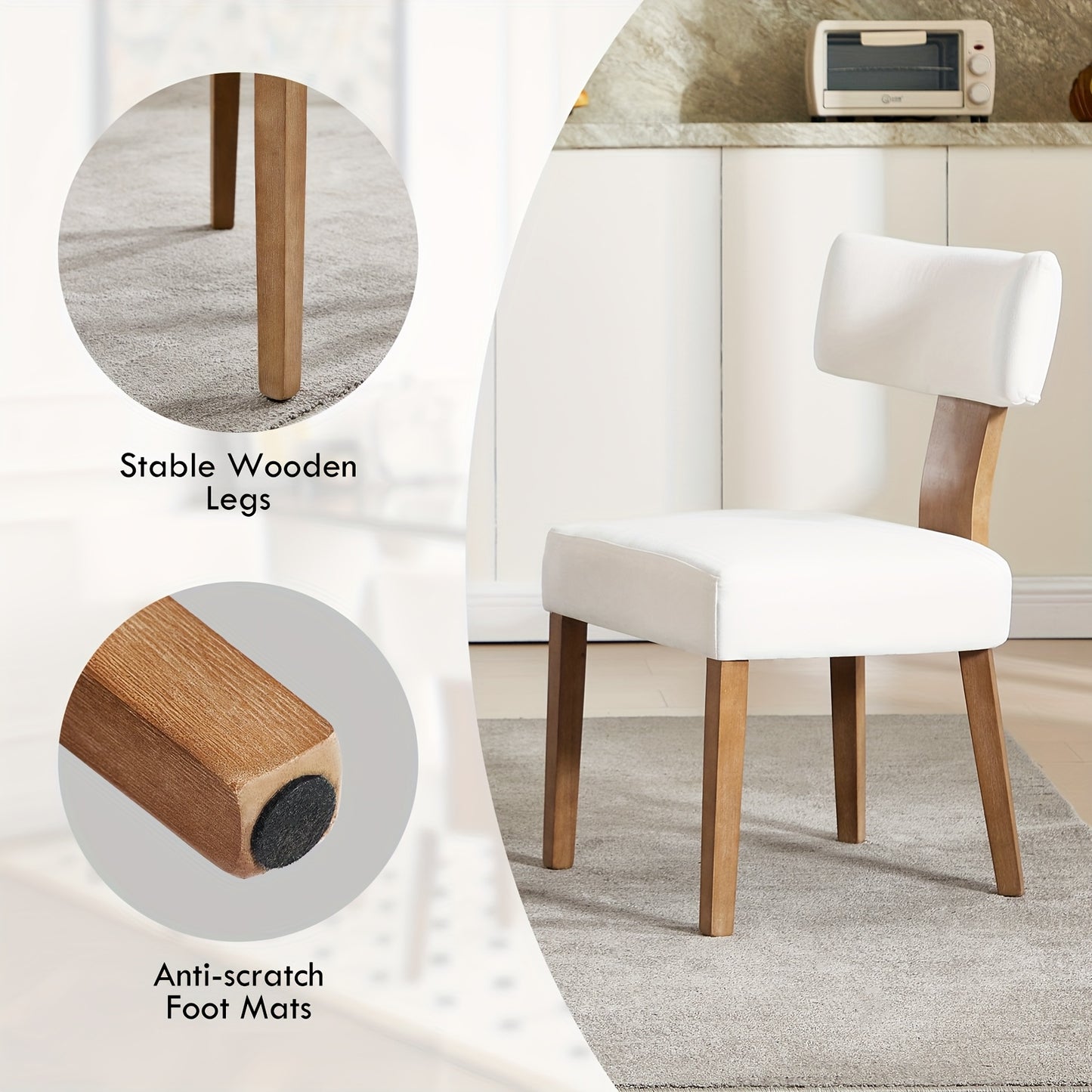 Eetkamerstoel – Stoel – Kuipstoel – Keukenstoel – Armstoel – Set van 2 – Linnen Bekleding – Massief Houten Frame