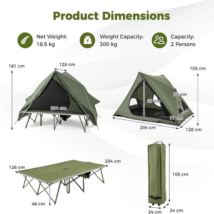 Campingbed – Kampeerbed – Buitenslaapbed – Opvouwbaar Bed – Tentbed – Lichtgewicht & stevig – Weerbestendig 2-persoons 300 kg draagvermogen